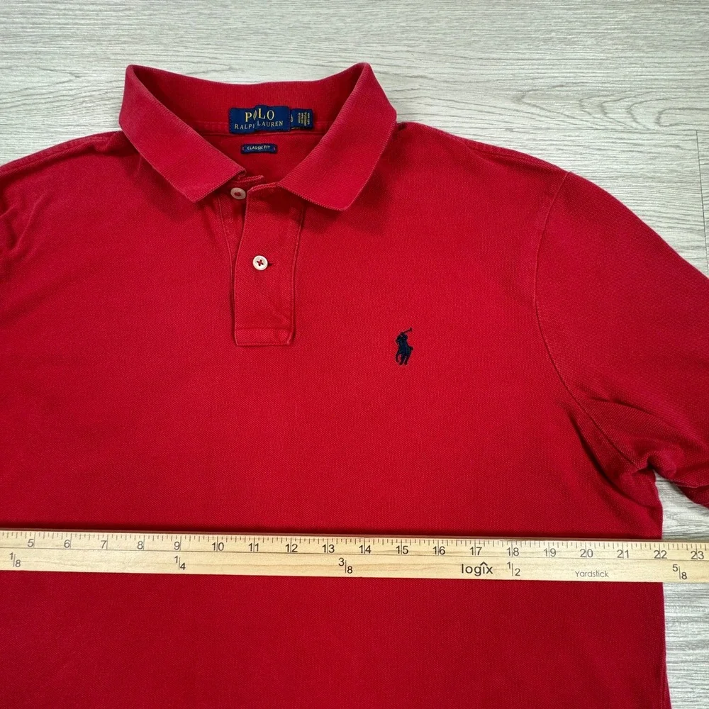 Polo Ralph Lauren Mens Polo Shirt Classic Fit Red Large Short Sleeve Cotton Golf